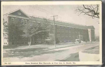 1944 Postmarked Postcard WWII Three Hundred Man Barracks Fort Meade Maryland MD • $4.49