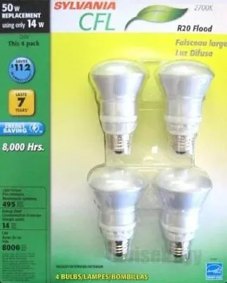 Sylvania 14W Compact Flood Fluorescent Lamp R20 Reflector 4 Pack Warm White • $12.99