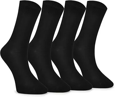 Black Bamboo Socks 4 Pairs Comfortable Soft Casual Dress Everyday For Men Women • $14.99