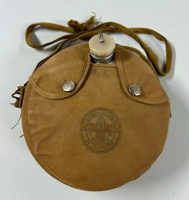 Vintage Boy Scouts Of America Canteen With Cloth Cover With Strap And Logo • $8