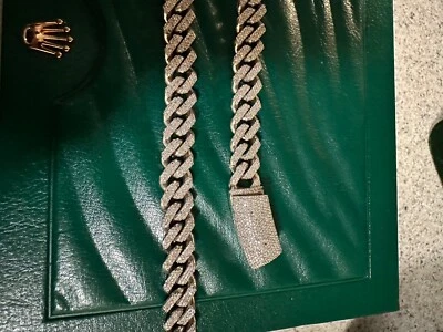 $4800 • Buy 10K White Gold Natural Diamond 22  Cuban Link Chain