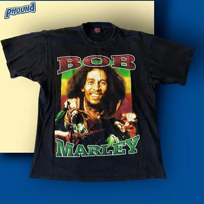 Vintage Bob Marley Smile Jamaica Rare EUC Bright Print Rap Tee Double Sided • $299.99