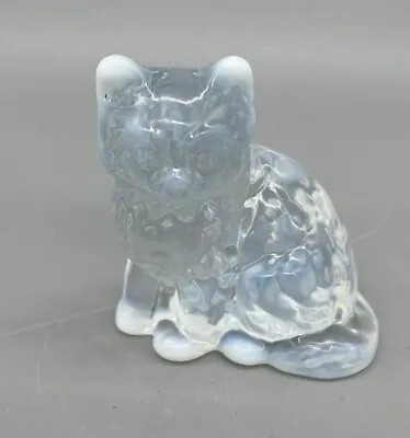 Mosser Glass Fluffy Kitten Sitting Cat Crystal Opalescent Carnival • $19