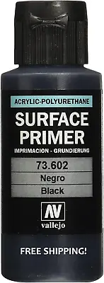 $10.21 • Buy Vallejo Black Surface Primer Acrylic Polyurethane Easy Cleaning Air Brush 60ml☑️