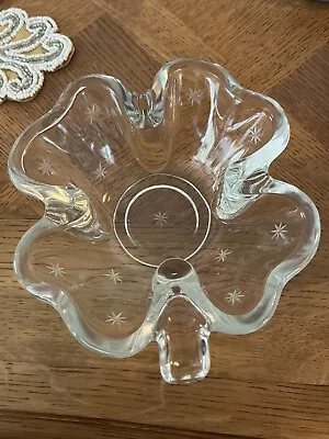 Crystal Shamrock With Etched Stars Trinket Dish • $20