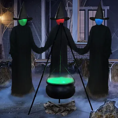 Halloween DecMK Outdoor - Large Witches Cauldron On Tripod With Light Home Decor • £1.19