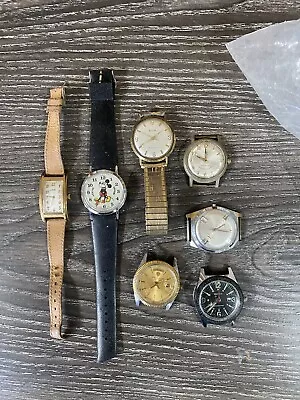 Lot Of Vintage Watches For Parts Or Repair.elgin.waltham.mickey Mouse • $250