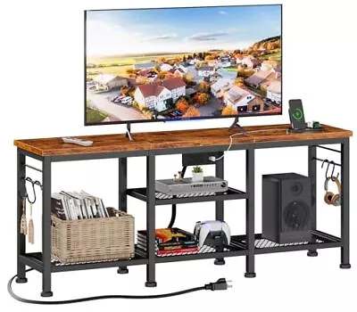 Furologee TV Stand With Power Outlets Entertainment Center With Open Storage... • $102.58