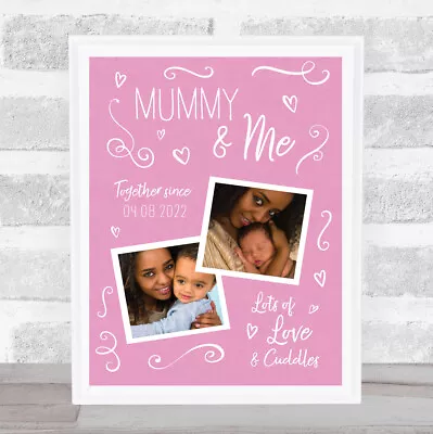 Mummy And Me Baby Photo Doodles Mother's Day Pink Birthday Gift Nursery Print • £21.95