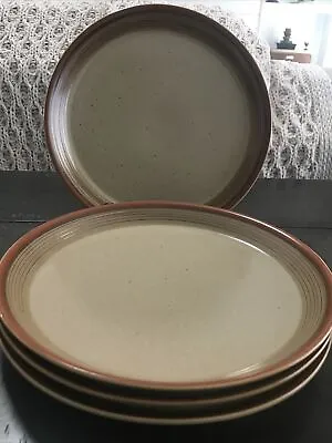 4 Mikasa Potters Art Dinner Plates Country Cabin Seibel Japan Deep Dish Set 4 • $99