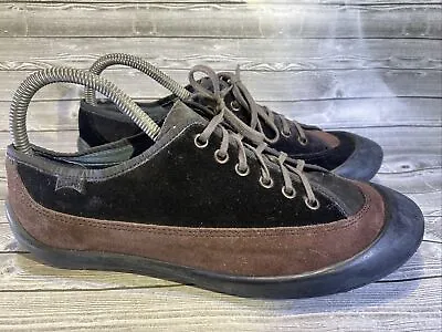 Camper Black Brown Suede Lace Up Sneakers Unisex 41 Mens 8 Womens 11 • £40.87