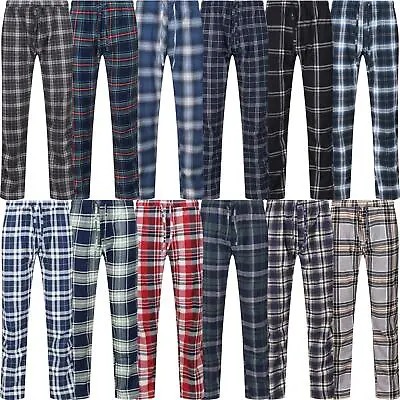 Ex-M&S Mens Soft Flannel Pyjama Bottoms PJ's Woven Check Lounge Pants Nightwear • £8.99