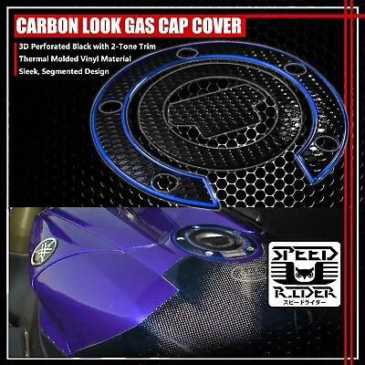 Yamaha Yzf R1/r6/fz/fjr Perforate Black&chrome Blue Gas Tank Fuel Cap Cover Pad • $14.95