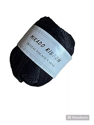 Crystal Palace Mikado Ribbon Yarn Color 1804 Black- Cotton Blend 50g/ 112yds • $3.95