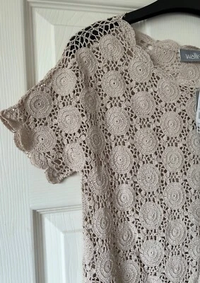 £24.99 • Buy BNWT Neutral Beige WALLIS Limited Edition Hand Crochet Dress S 8/10 £50!