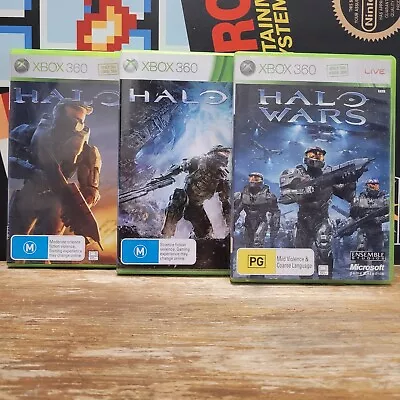 Halo 3 + Halo 4 + Halo Wars Microsoft Xbox 360 PAL TESTED FREE TRACKED POST • $23.98