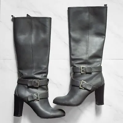 Nine West Skylight Knee High Leather Boots Dark Gray 9M • $45