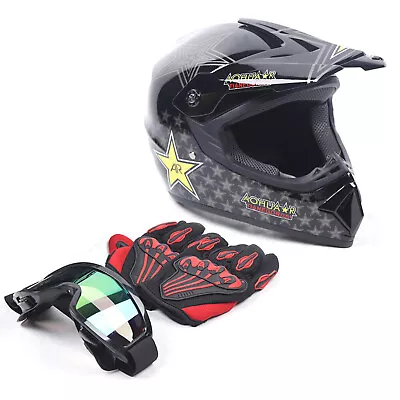 DOT Adult Helmet & Goggles Gloves For Motocross Dirt Bike Motorcycle Off-Road • $41