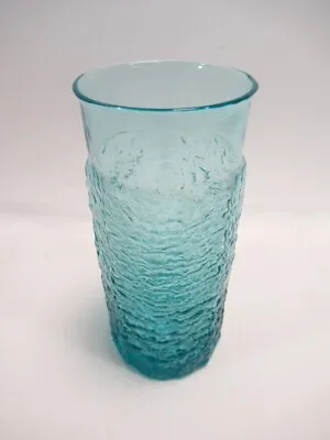 Vintage Dartington Style Kingfisher Blue Bark Glass Vase 5.5  14cm Decorative • £34