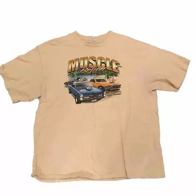 Mens Y2k Cream Muscle Beach Shirt Cars Guys Summer 2xl  • $16