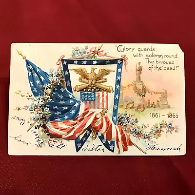 Vintage Memorial Day Postcard Raphael Tuck & Sons Civil War Cemetery Glory Guard • $3.75