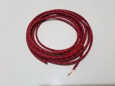 10 Feet Vintage Braided Cloth Covered Primary Wire 12 Gauge Red W/ Black • $9.50