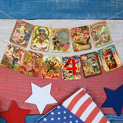 Vintage 4Th Of July Hanging Banner Independence Day Garland Fireplace Decor  • $19.99