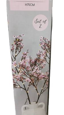 £18.75 • Buy Twig Lights Two LED Cherry Blossom Branches Light Up Twigs Fairy Lights 75cm NEW