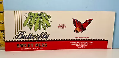 1940's Butterfly Brand Sweet Peas Olney & Floyd NY Vegetable Fruit Crate Can Lab • $17.13