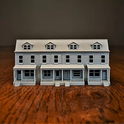 Z-Scale Pennsylvania Row House 4 Unit Model Brick&Wood Ext. 1:220 Scale Building • $24.99