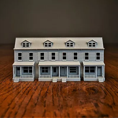 $24.99 • Buy Z-Scale Pennsylvania Row House 4 Unit Model Brick&Wood Ext. 1:220 Scale Building