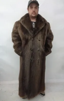 Brand New Brown Long Haired Beaver Fur Long Coat Jacket Men Man Size All • $3395