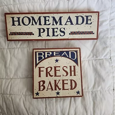 Vintage Wooden Block Signs Bread Fresh Baked & Homemade Pies Set Of 2 • $9.99
