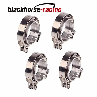 4Pcs 3’’/ 76mm Stainless V-band Bolt Clamp W/ Flange Turbo Pipe VBand Exhaust • $51.58