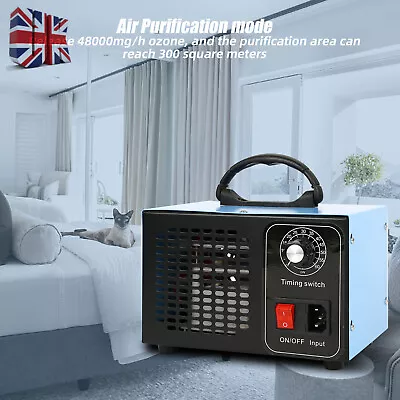 Ozone Generator With Timer 48000mg/h Portable O3 Ozone Air Purifier Up To 300㎡ • £57.99