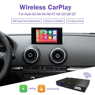 Wireless CarPlay Android Auto Retrofit Decoder For Audi A3 A4 A5 A6 A7 A8 Q3 Q5 • $218.07