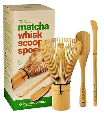 BambooWorx Matcha Whisk Set - Matcha Whisk (Chasen) Traditional Scoop • $19.70