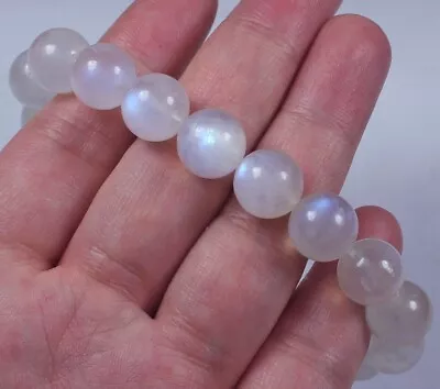 168Ct Natural Blue Moonstone Gemstone Round Beads Bracelet Chain BMLs874 • $1.99
