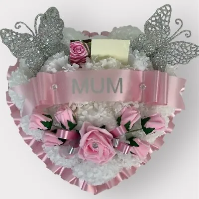 Heart Artificial Funeral Flowers Wreath Memorial Grave Tribute Dad Brother • £23.99