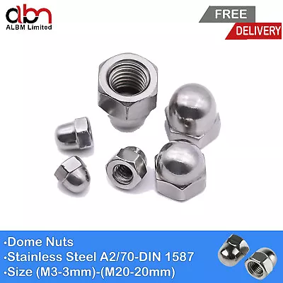 M3 M4 M5 M6 M8 M10 M14 M16 M18 M20 Stainless Steel A2 Dome Head Cup Nuts Nut Uk • £61.69