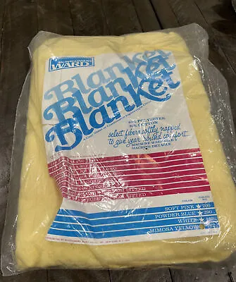 Vintage Montgomery Ward Blanket Mimosa Yellow 80X90 Full/Double Light Weight NOS • $27.99