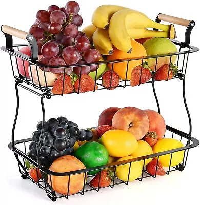 2 Tier Fruit Storage Basket Countertop For Kitchen Bread Vegetable Fruit Basket • $16.36