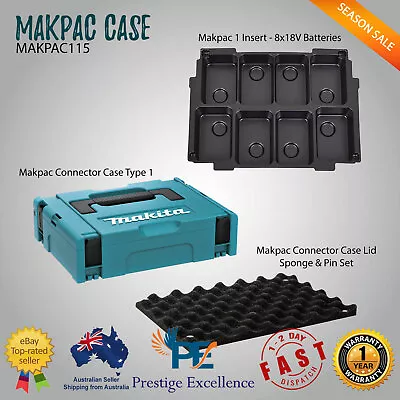 Makita Makpac Case 1 With 8 X 18V Makpac115 With Battery Stacking Carry Storage • $86.50