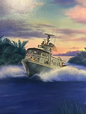 George A. Bush Original Art Harlequin Books Vietnam Ground Zero Patrol Boat • $445