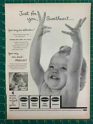 1954 Vintage Pablum Mead Johnson Baby Cereal Cute Baby Barley Rice Print Ad C1 • $8