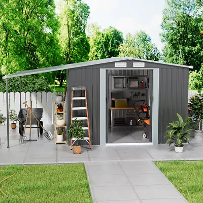 Metal Garden Shed 8X48X6 8X810X8ft With Extended Roof Outdoor Storage House • £209.95