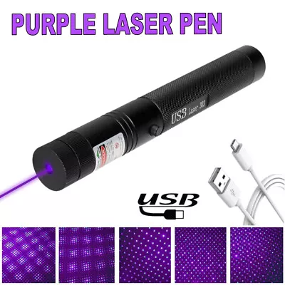 Rechargeable Purple Beam Laser Pointer Pen Purple Lazer Pointer Light USB  • £9.99