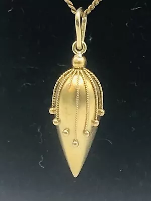 Antique 15ct Gold Small Bulbous Mil Grain Stripes Pendant Victorian C1870 • £100