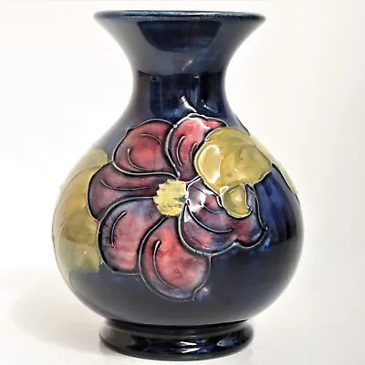 £150 • Buy Moorcroft Clematis Pattern Baluster Vase 13.5cm Tall With Box, England