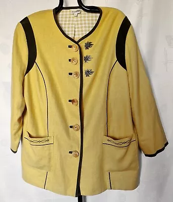 Vintage Montessa Tyrol Oktoberfest Dirndl Yellow Womens Jacket Coat:us 24/eu 52 • $73